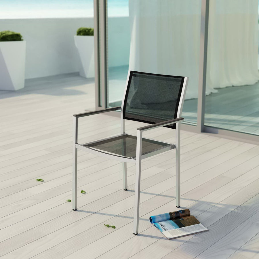 Marlow Outdoor Patio Aluminum Dining Chair in Silver Black