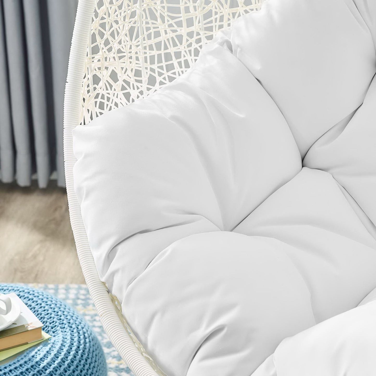 Cornice Outdoor Patio Swing Chair With Stand in White