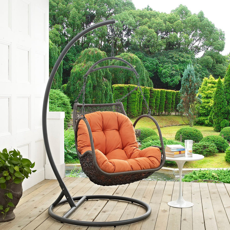 Auster Outdoor Patio Wood Swing Chair in Orange
