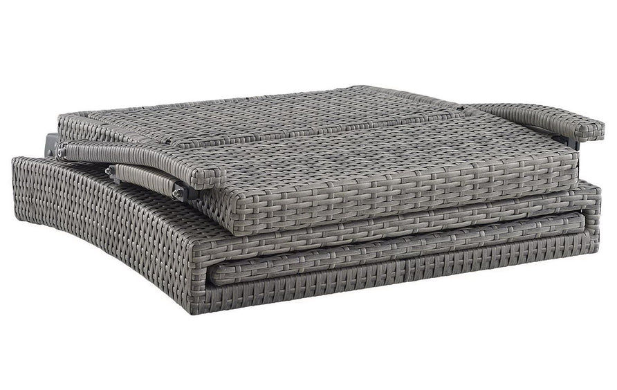 Tamsin Chaise Outdoor Patio Wicker Rattan Lounge Chair in Light Gray Beige