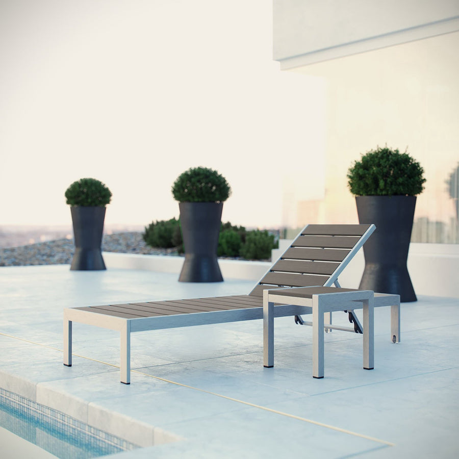 Marlow 2 Piece Outdoor Patio Aluminum Set in Silver Gray