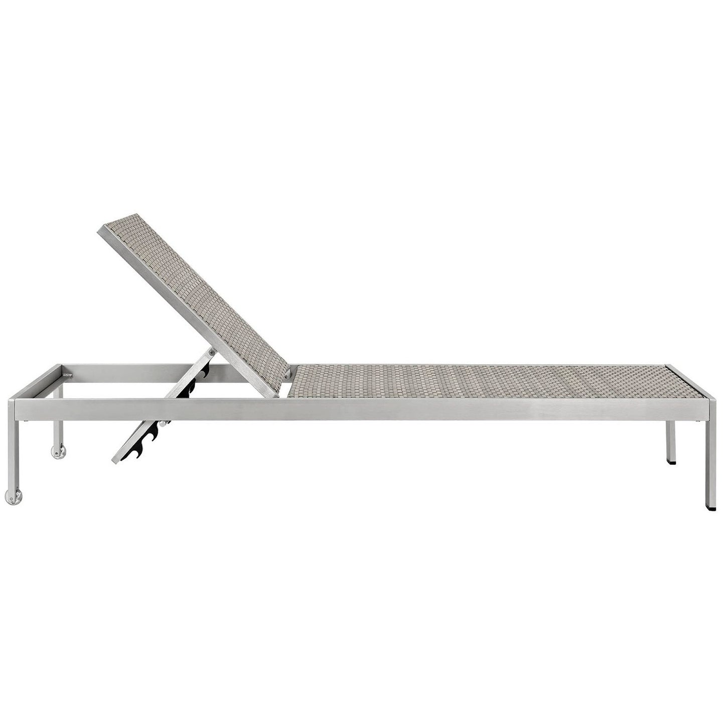 Marlow Outdoor Patio Aluminum Chaise Set of 2 in Silver Gray