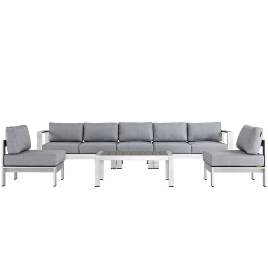 Shore 6 Piece Outdoor Patio Aluminum Sectional Sofa Set by Furniture For America