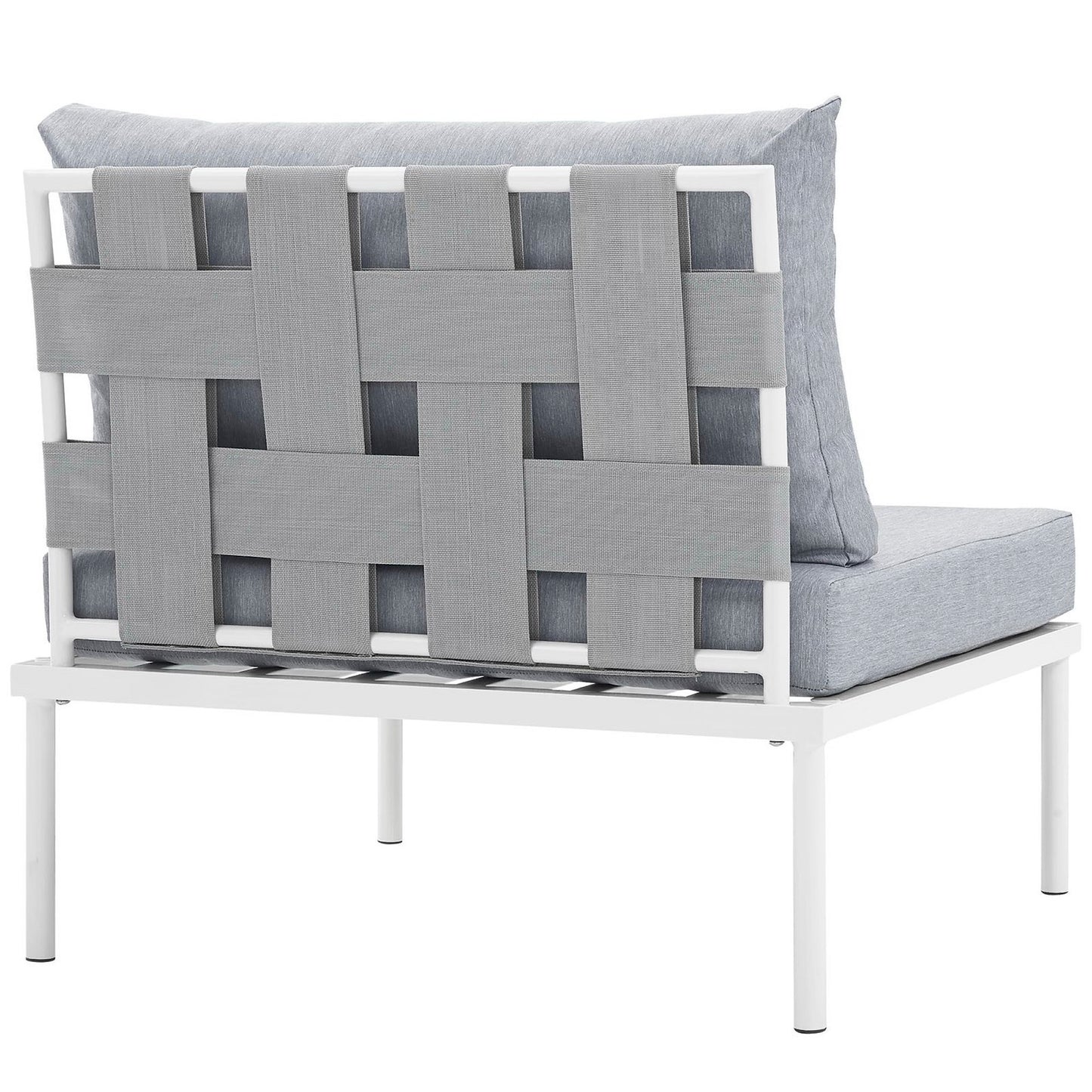 Cliff Armless Outdoor Patio Aluminum Chair in White Gray