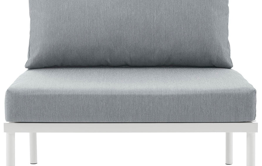 Cliff Armless Outdoor Patio Aluminum Chair in White Gray
