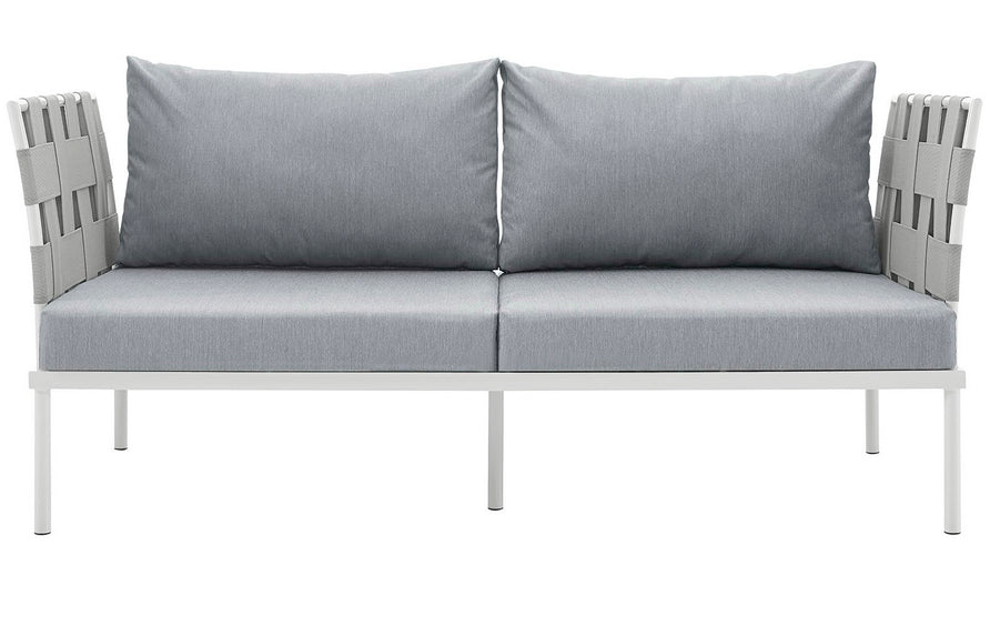 Cliff Outdoor Patio Aluminum Loveseat in White Gray