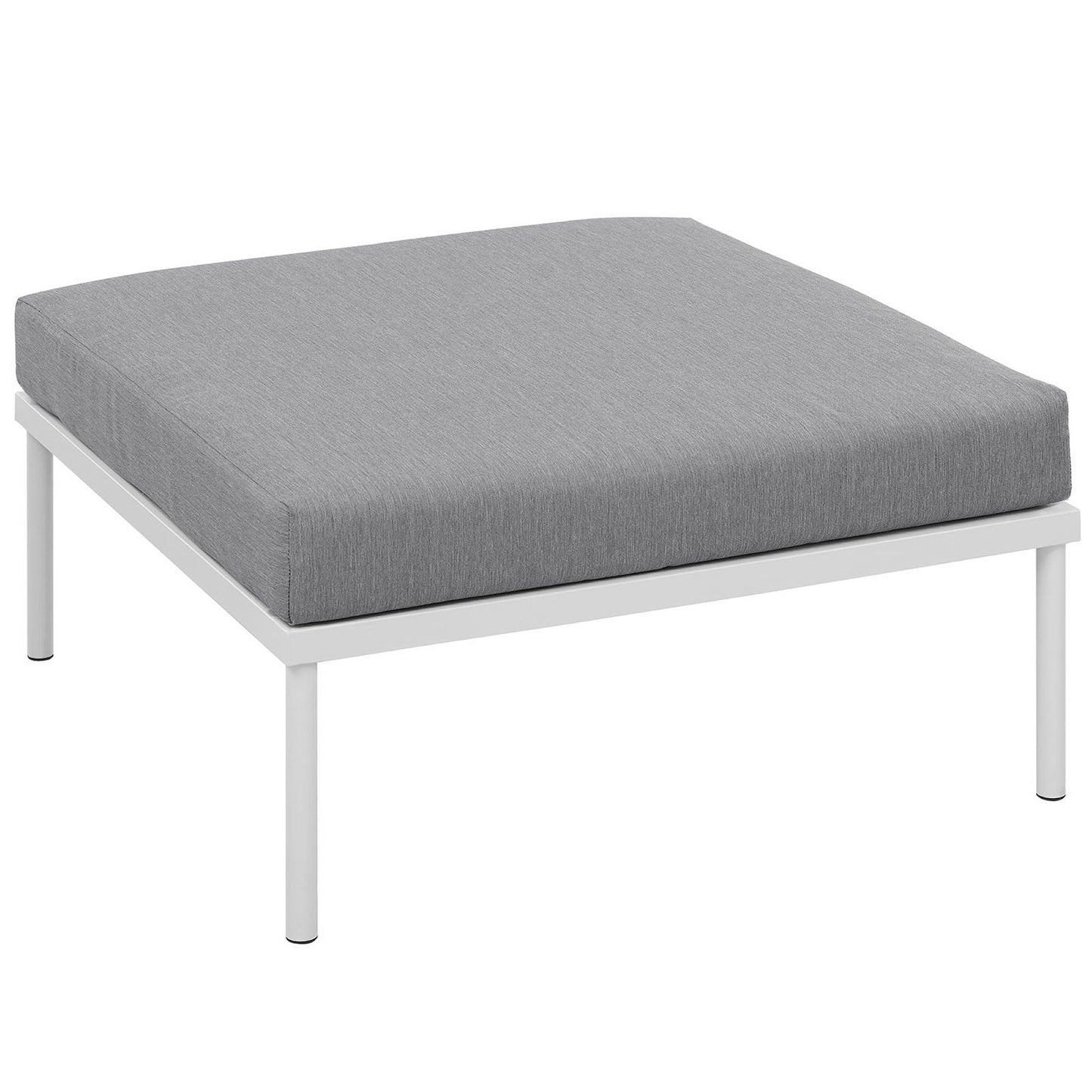 Cliff Outdoor Patio Aluminum Ottoman in White Gray