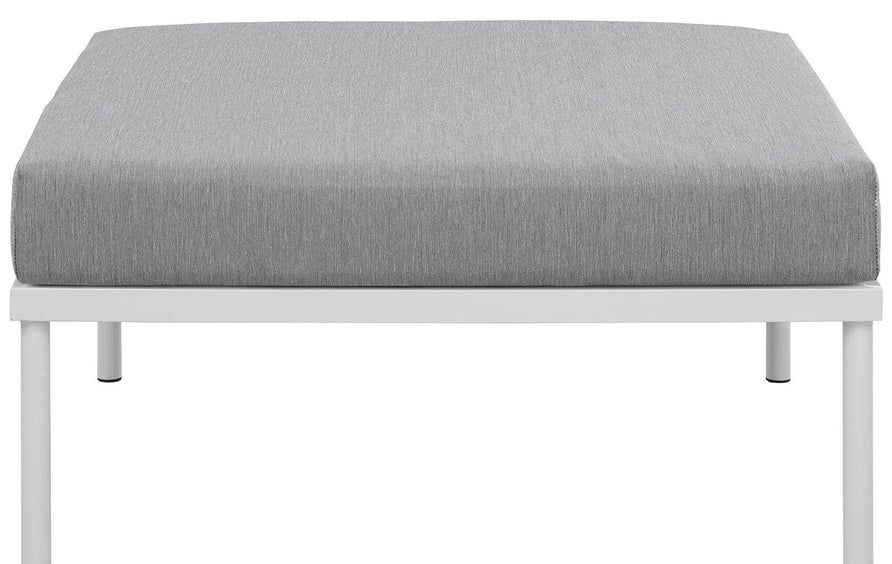 Cliff Outdoor Patio Aluminum Ottoman in White Gray