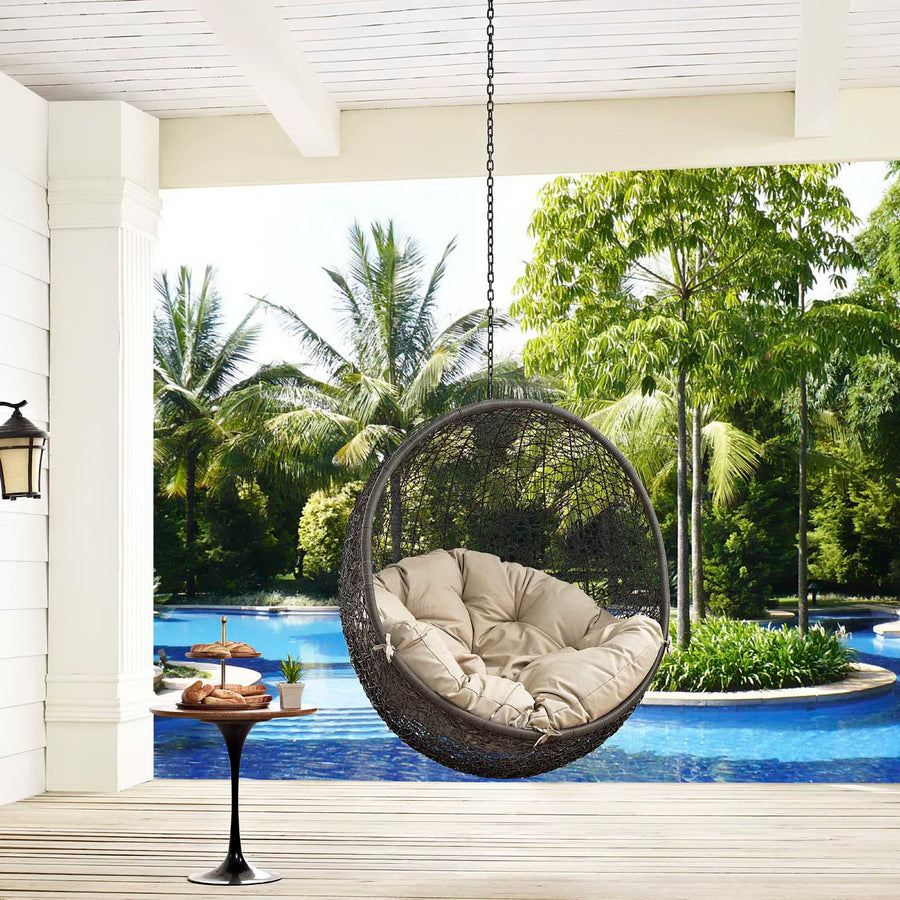 Cornice Outdoor Patio Swing Chair Without Stand in Gray Beige