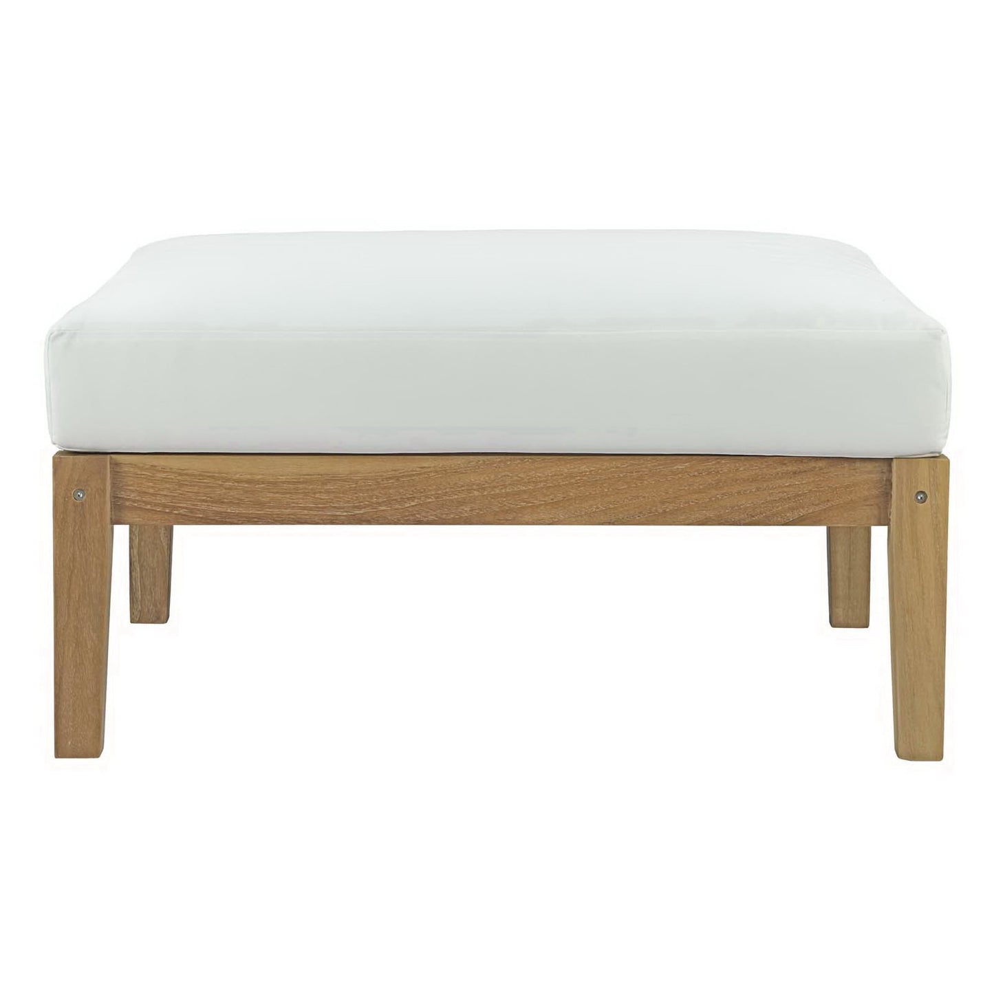Fable Outdoor Patio Teak Ottoman in Natural White