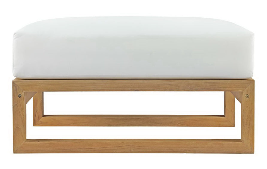 Cedar Outdoor Patio Teak Ottoman in Natural White