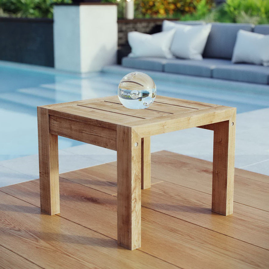 Cedar Outdoor Patio Wood Side Table in Natural
