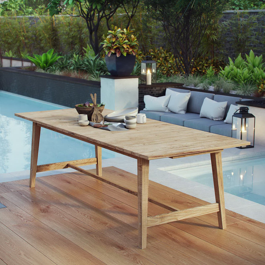 Kit Outdoor Patio Teak Dining Table in Natural