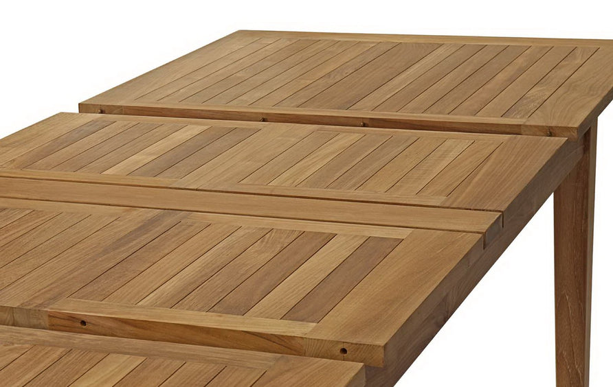 Cove Extendable Outdoor Patio Teak Dining Table in Natural