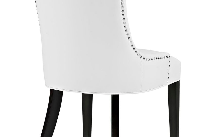 Hollow Vinyl Dining Side Chair Set of 2 in White