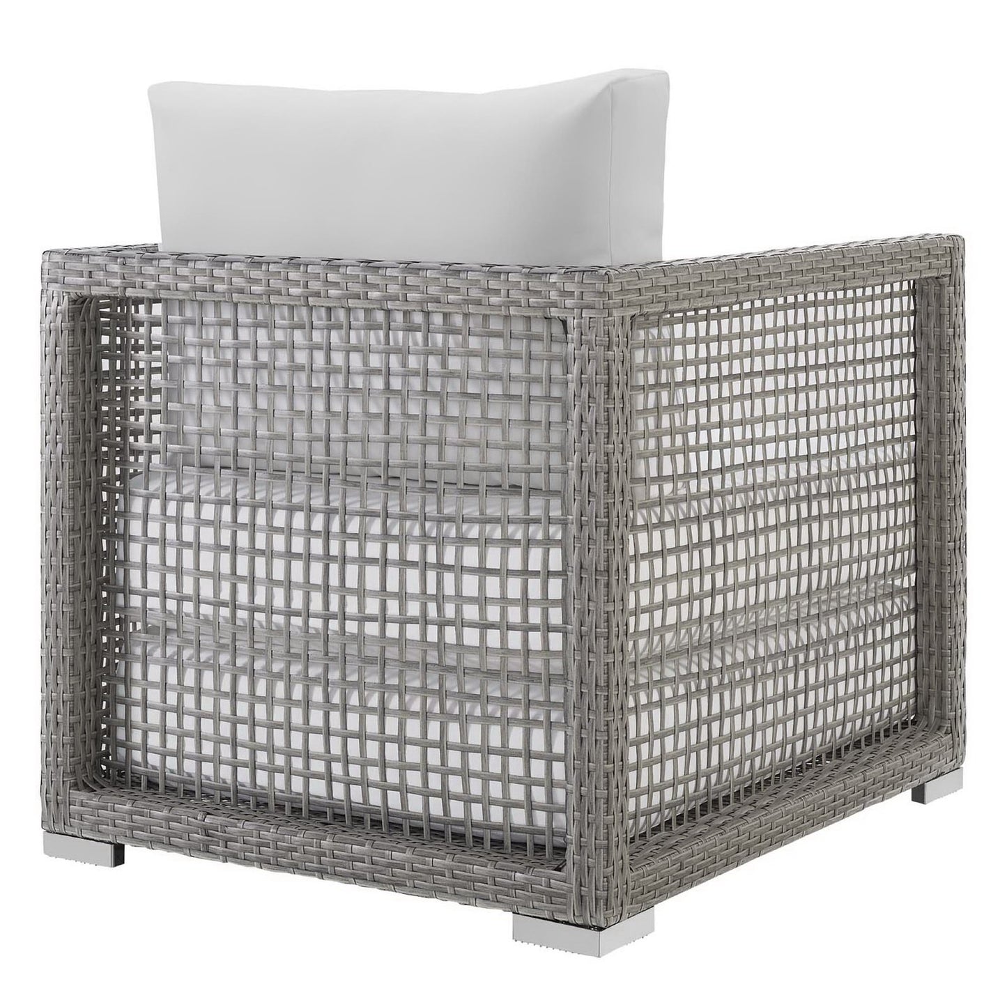 Cinder Rattan Outdoor Patio Armchair in Gray White