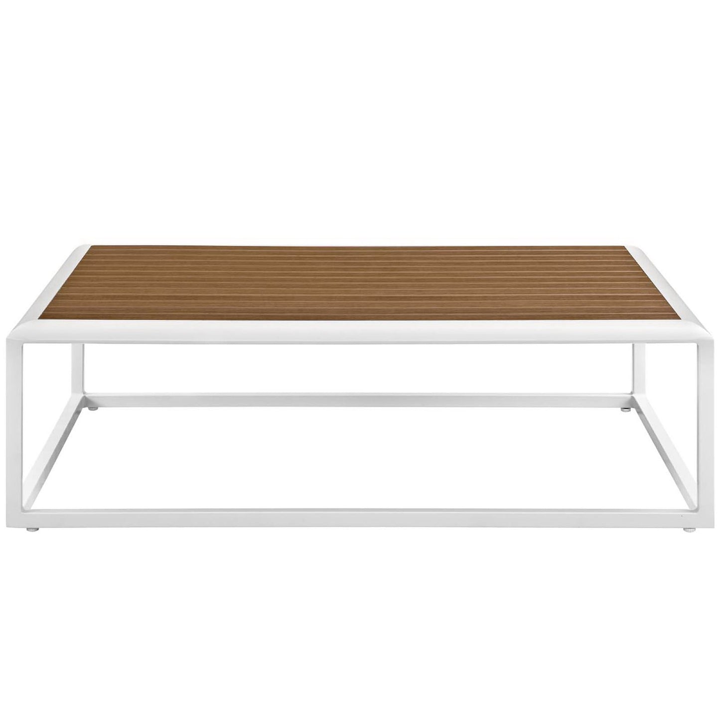 Willow Outdoor Patio Aluminum Coffee Table in White Natural