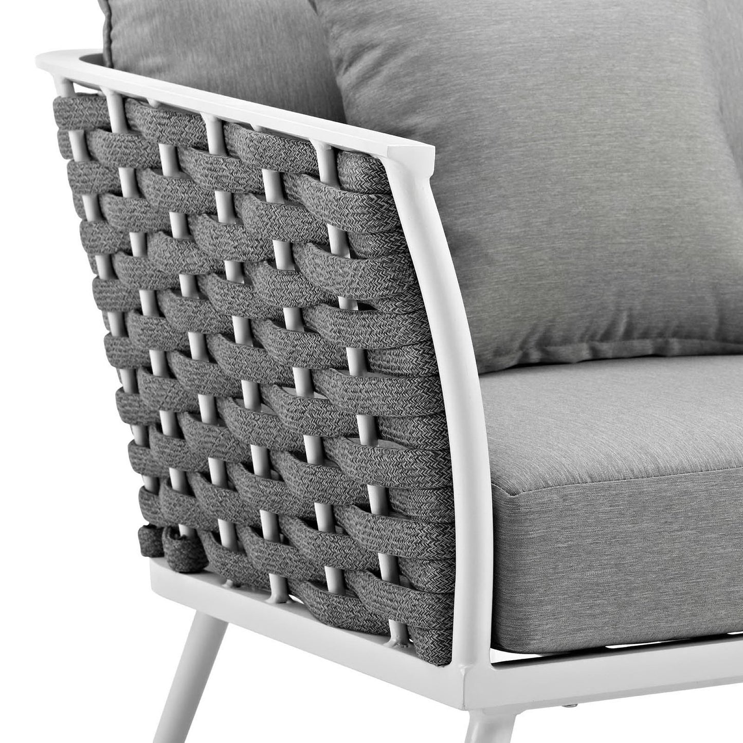 Willow Outdoor Patio Aluminum Armchair in White Gray