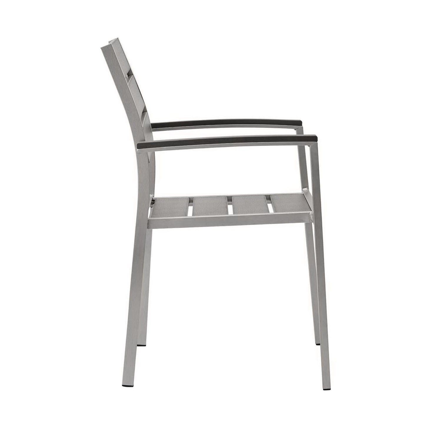 Marlow Outdoor Patio Aluminum Dining Armchair in Silver Gray