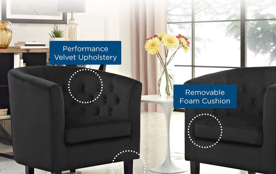 Hadley 2 Piece Performance Velvet Armchair Set in Black