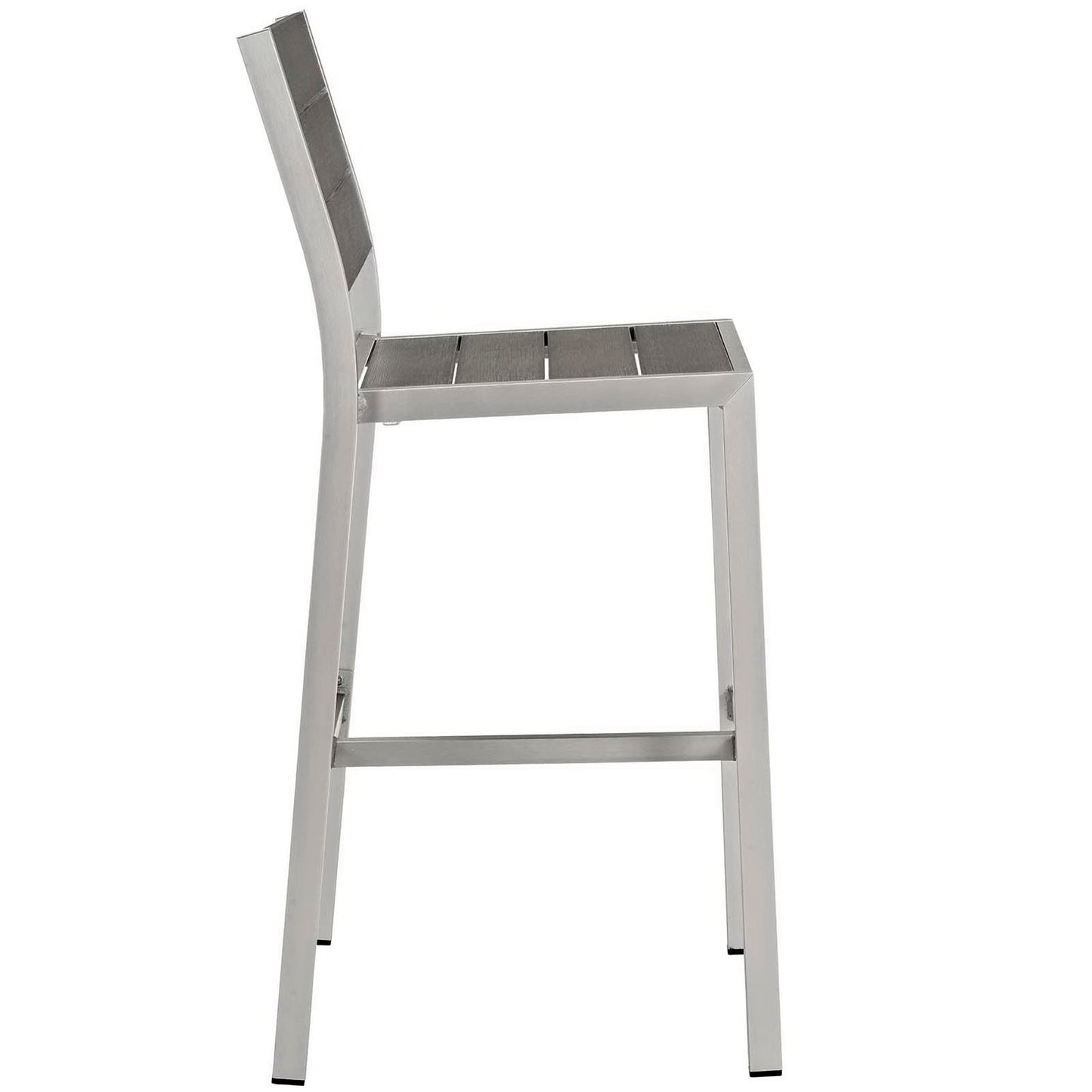 Marlow Outdoor Patio Aluminum Armless Bar Stool Set of 2 in Silver Gray