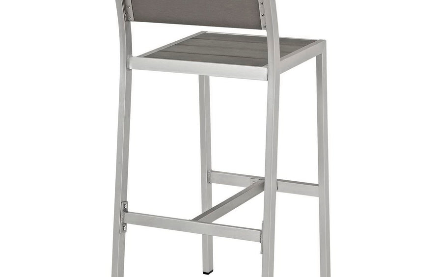 Marlow Outdoor Patio Aluminum Armless Bar Stool Set of 2 in Silver Gray