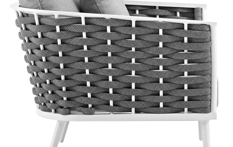 Willow Outdoor Patio Aluminum Armchair Set of 2 in White Gray