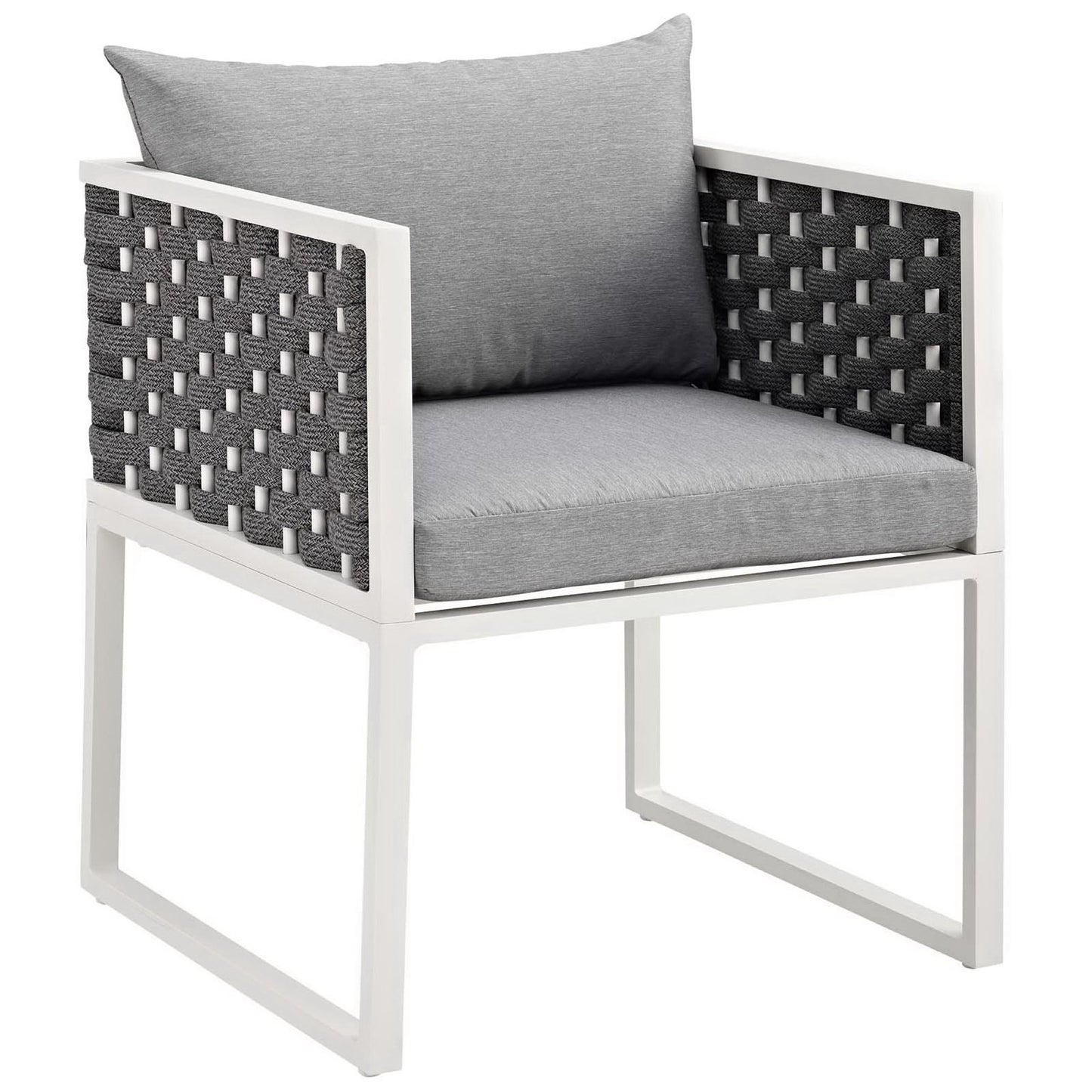 Willow 9 Piece Outdoor Patio Aluminum Dining Set in White Gray