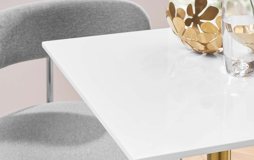 Lumen 24" Square Wood Dining Table in Gold White