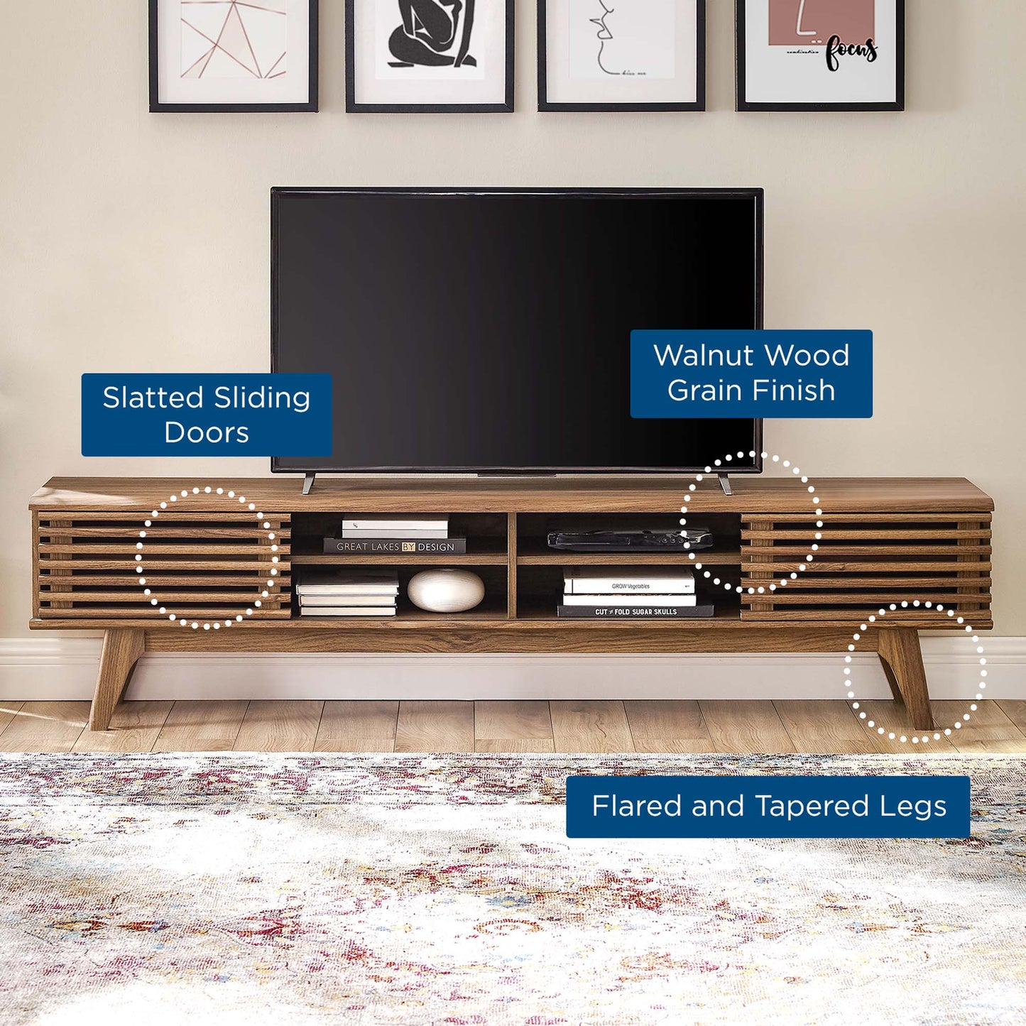 Vera 70" Entertainment Center TV Stand in Walnut Walnut