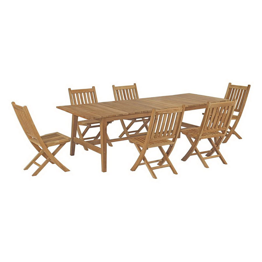 Cove 7 Piece Outdoor Patio Teak Dining Set in Natural