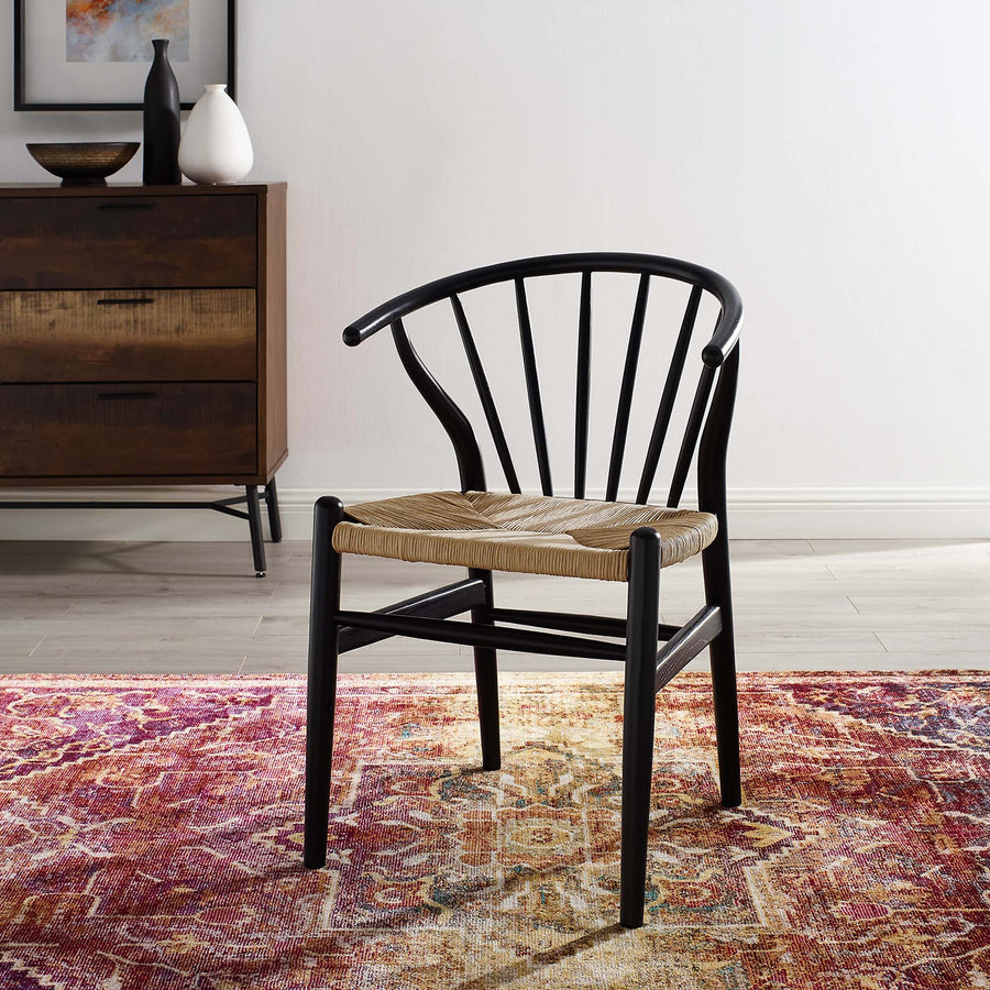 Elliot Spindle Wood Dining Side Chair in Black