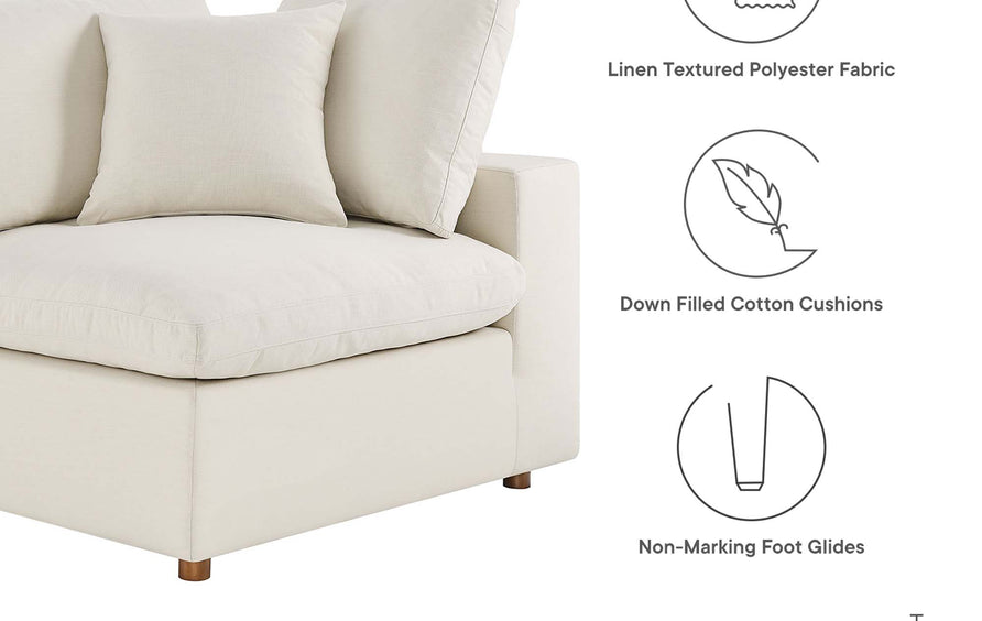 Linden 4 Piece Down Filled Overstuffed Sectional Sofa Set in Light Beige
