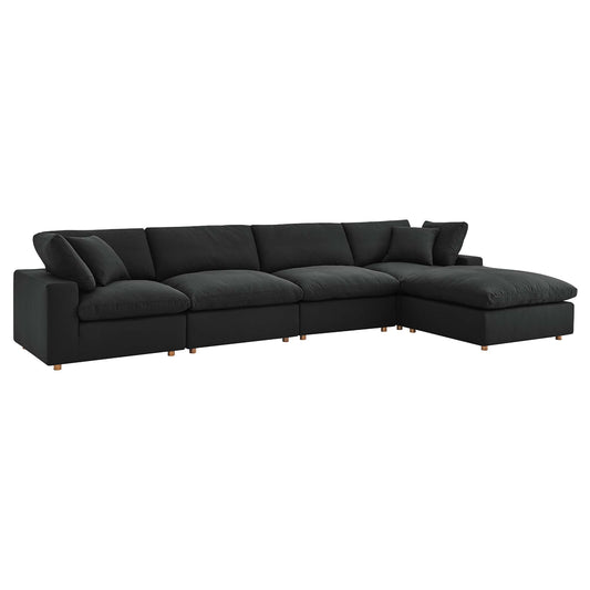 Commix 5 Piece Down Filled Overstuffed Sectional Sofa Set by Furniture for America