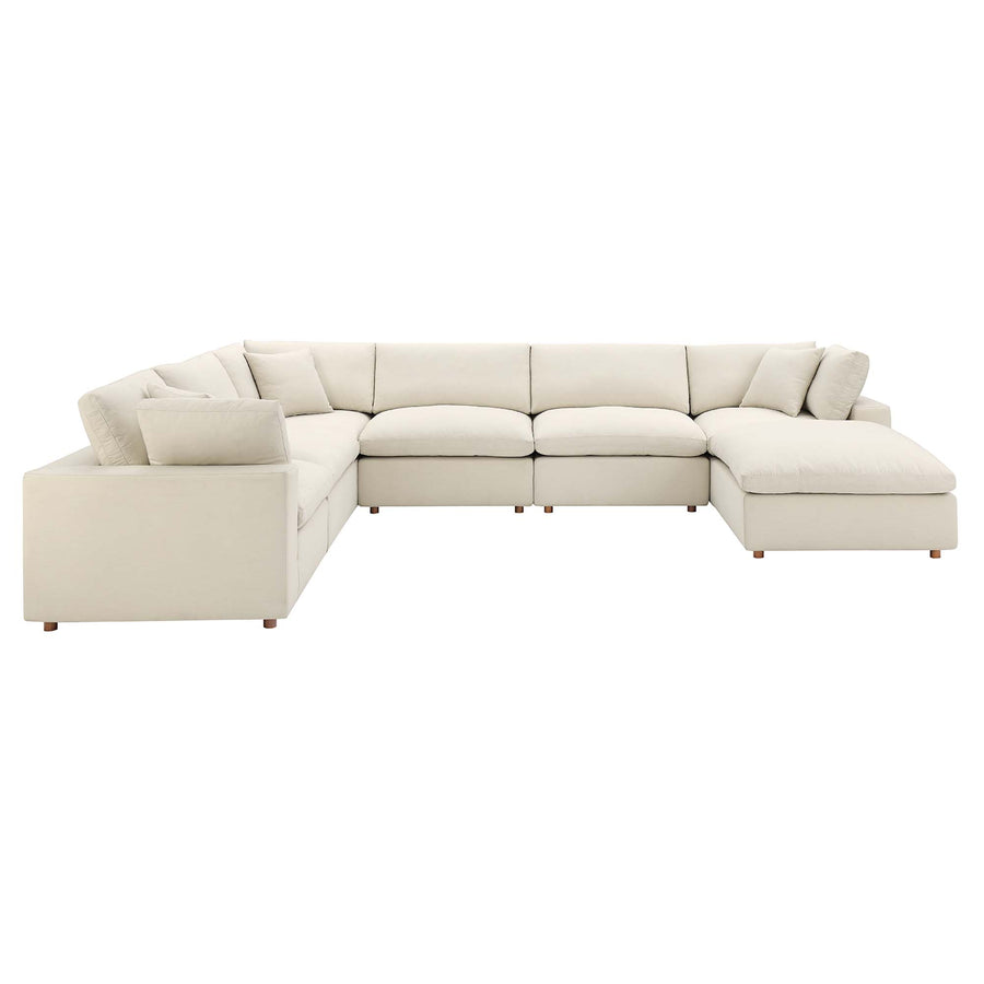 Linden 7-Piece Down Filled Overstuffed Sectional Sofa in Light Beige