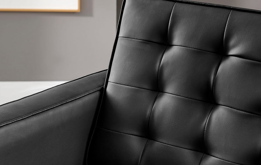 Mesa Tufted Vegan Leather Armchair in Silver Black