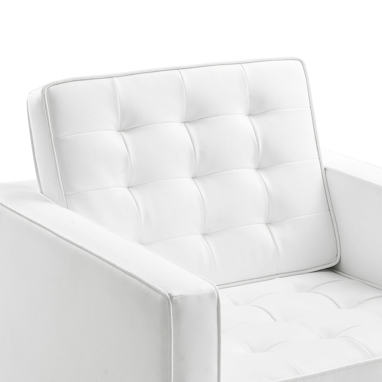 Mesa Tufted Vegan Leather Armchair in Silver White