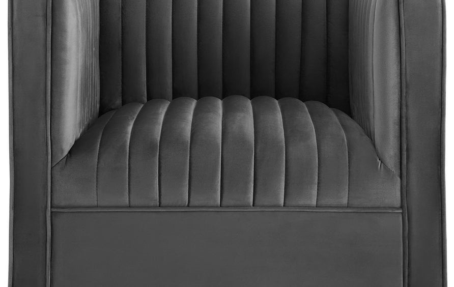 Soren Vertical Channel Tufted Accent Performance Velvet Armchair in Gray