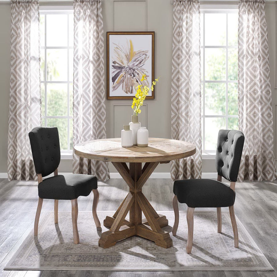Albarino 47" Round Pine Wood Dining Table in Brown