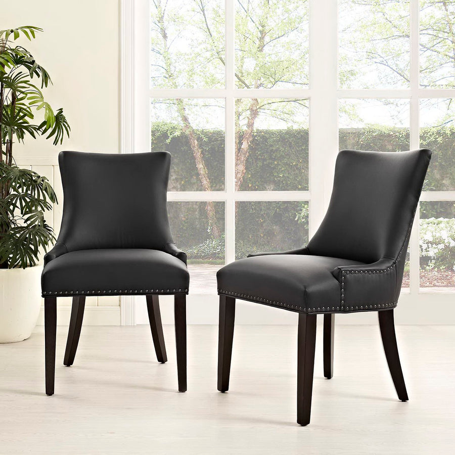Vista Faux Leather Dining Chair Set of 2 in Black