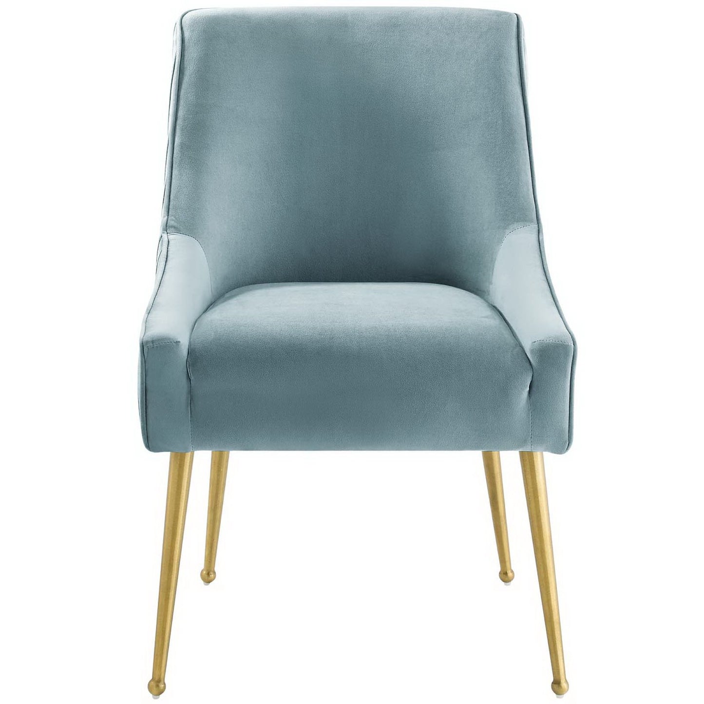 Pierce Pleated Back Upholstered Performance Velvet Dining Chair in Light Blue