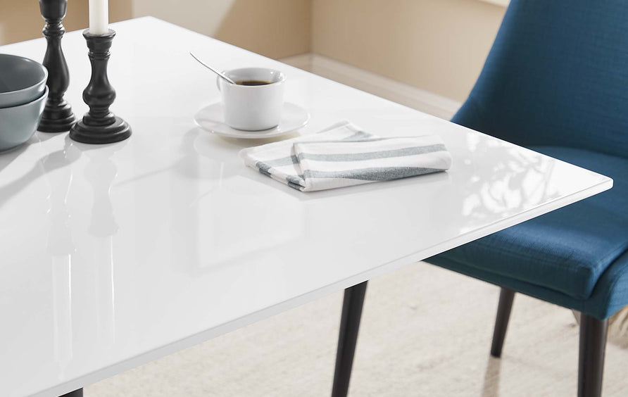 Lumen 36" Square Wood Dining Table in Black White