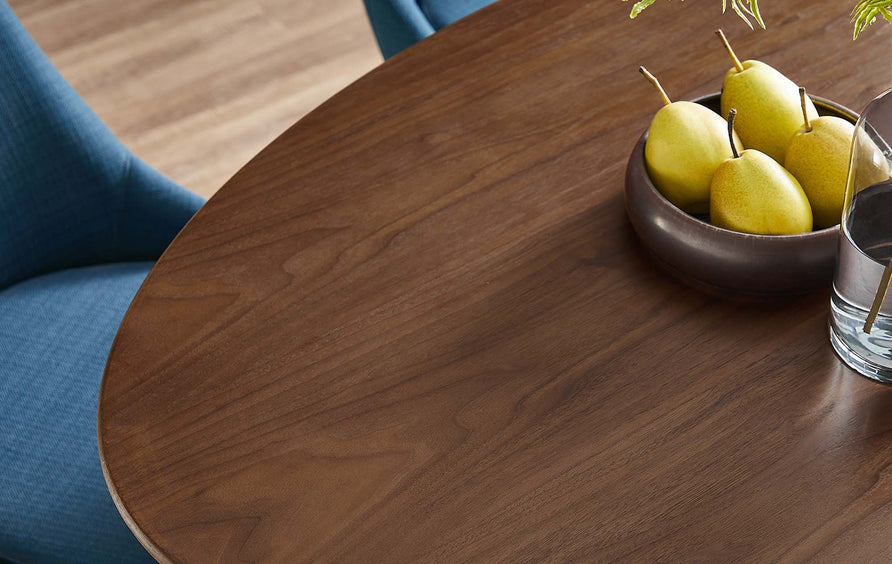 Lumen 48" Oval Wood Dining Table in Black Walnut