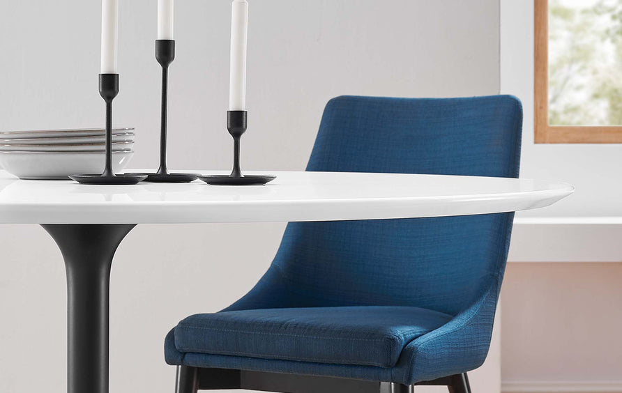 Lumen 54" Round Wood Dining Table in Black White