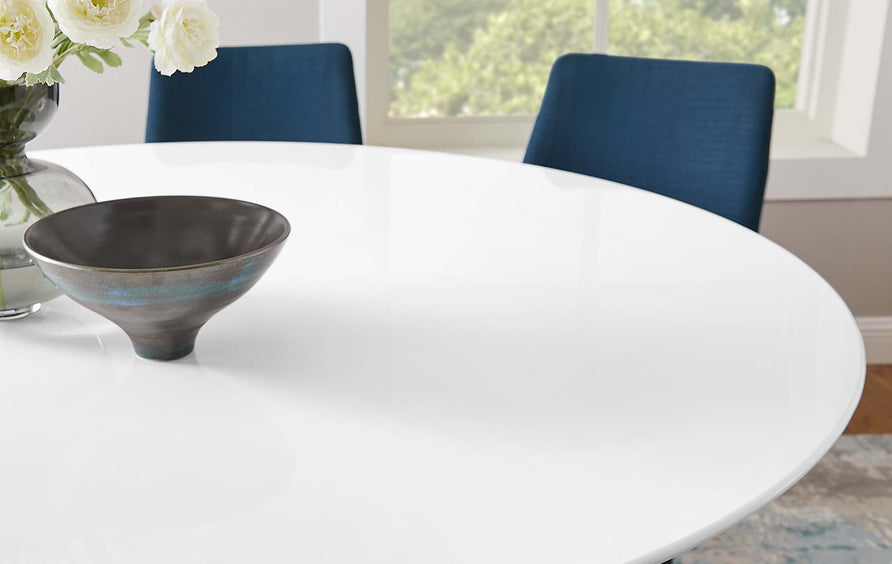 Lumen 60" Round Wood Dining Table in Black White