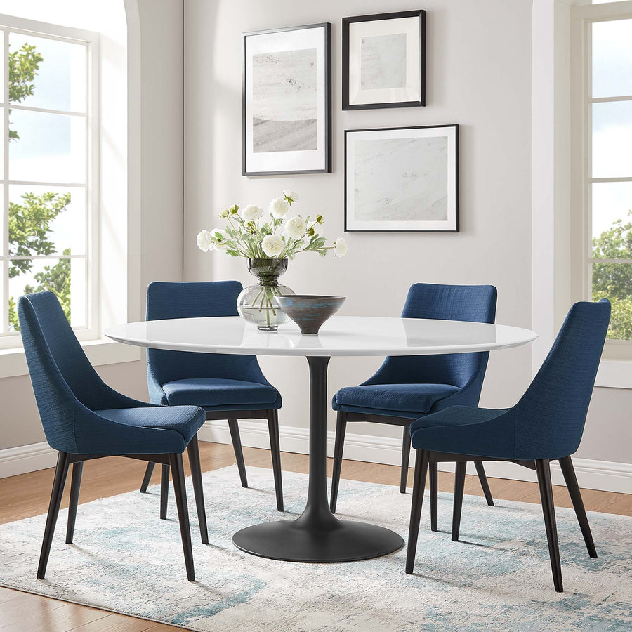 Lumen 60" Round Wood Dining Table in Black White