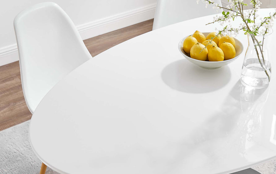 Lumen 60" Oval Wood Dining Table in Black White