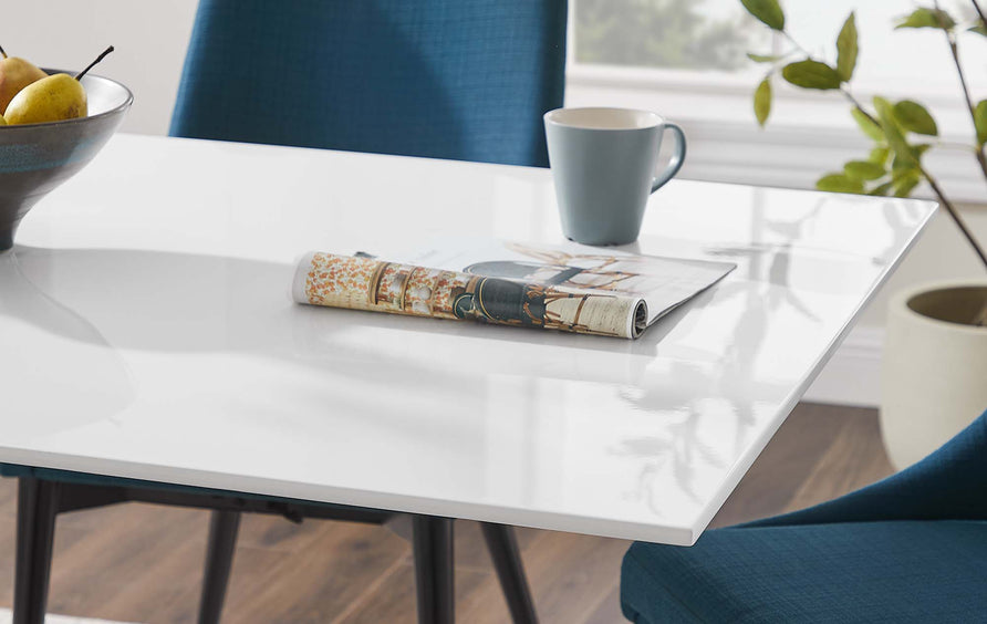 Lumen 60" Rectangle Wood Dining Table in Black White