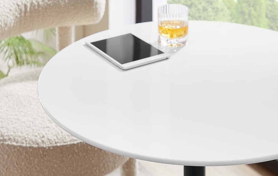 Lumen 28" Round Wood Bar Table in Black White