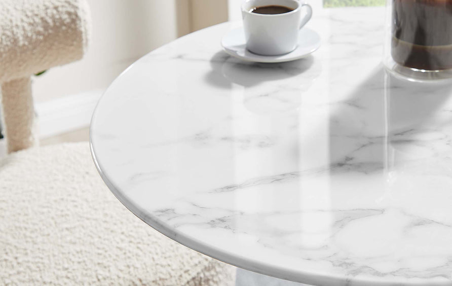 Lumen 28" Round Faux Marble Bar Table in Black White